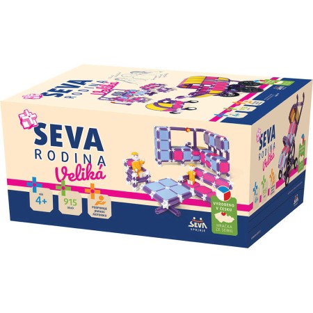 SEVA RODINA Veliká plastová XL STAVEBNICE 915 dílků v krabici