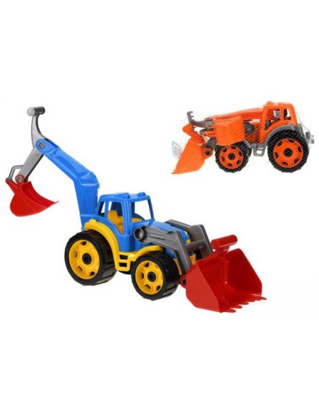 Bagr plastový s rypadlem 50cm přední a zadní lžíce 2 barvy v síťce