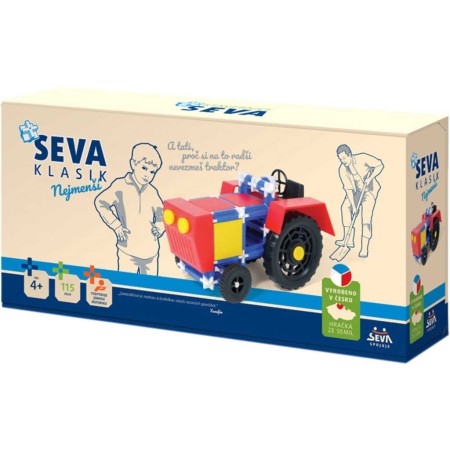 SEVA Klasik Nejmenší Traktor STAVEBNICE plastová 115 dílků v krabici