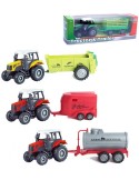 Traktor zemědělský kovový 23cm set s přívěsem zpětný chod 4 druhy