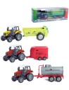 Traktor zemědělský kovový 23cm set s přívěsem zpětný chod 4 druhy