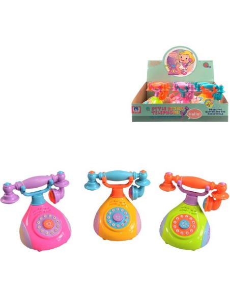 Telefon baby retro barevný 12cm s hudbou na baterie Zvuk 3 barvy