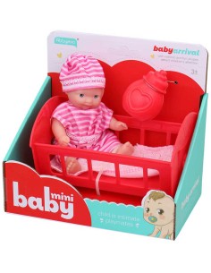 Panenka miminko 12cm set s postýlkou a lahvičkou 2 barvy