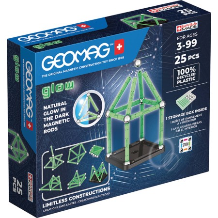 GEOMAG Glow 25 dílků ve tmě svítící Eko magnetická STAVEBNICE