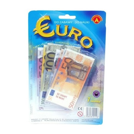 Peníze dětské papírové EURO bankovky set 119ks do hry na kartě