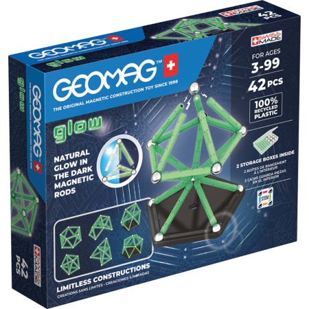 GEOMAG Glow 42 dílků ve tmě svítící Eko magnetická STAVEBNICE