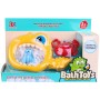 Rybář set síťka + 2 stříkací zvířátka do vany do vody 3 barvy plast