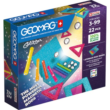 GEOMAG Glitter 22 dílků třpytivá Eko magnetická STAVEBNICE