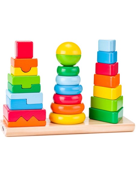 WOODY DŘEVO 3 navlékací věže se základnou *DŘEVĚNÉ HRAČKY*