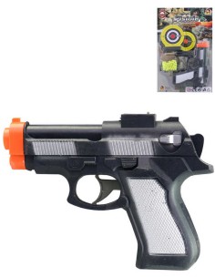 Pistole dětská kuličkovka 15cm set se 2 terči a náboji plast na kartě