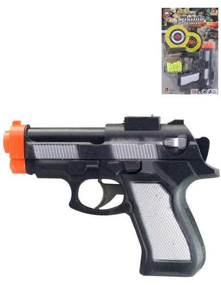 Pistole dětská kuličkovka 15cm set se 2 terči a náboji plast na kartě
