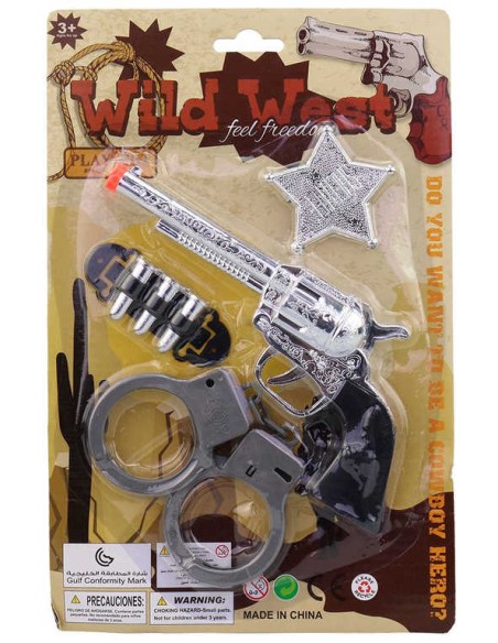 Pistole kovbojská souprava malý šerif set s pouty a doplňky na kartě