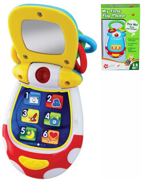 Baby telefon vyklápěcí mobil barevný na baterie pro miminko Světlo Zvuk