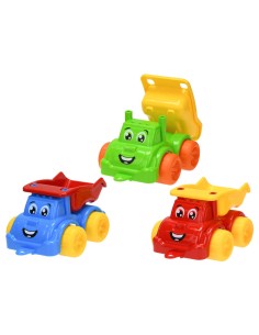 Baby autíčko veselé 21cm sklápěčka s obličejem na písek 3 barvy plast