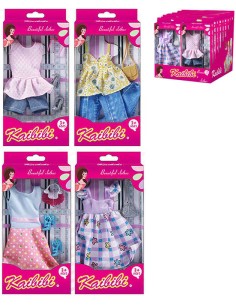 Šaty s fashion doplňky letní obleček pro panenku 29cm různé druhy v krabici