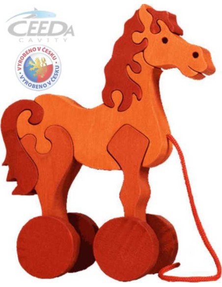 CEEDA DŘEVO Tahací KONÍK DŘEVĚNÉ HRAČKY na tahání (tahadlo)