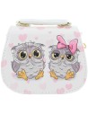 Kabelka bílá lakovaná s obrázkem sovičky 16, x15x7cm