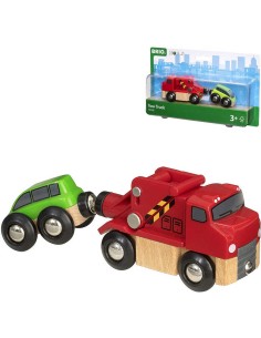 BRIO DŘEVO Odtahová služba herní set kamion + osobní vozidlo 33528
