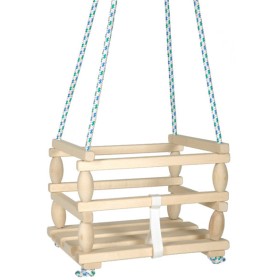 DŘEVO Houpačka závěsná se zábranou přírodní natur do 80kg