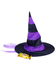 KARNEVAL Klobouk čarodějnický s fialovými vlasy *KARNEVALOVÝ DOPLNĚK*