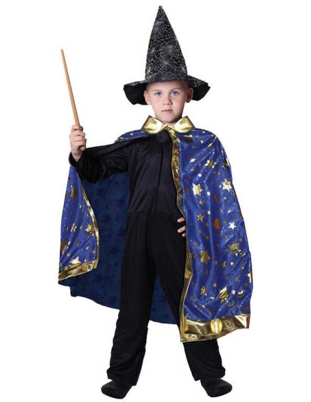 KARNEVAL Kouzelnický plášť modrý s hvězdami (104-150cm) 3-10 let *KOSTÝM*