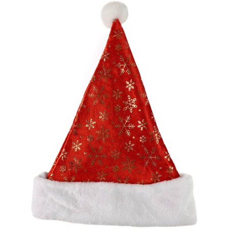 KARNEVAL Čepice vánoční červená 40cm zlaté vločky Santa Claus