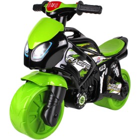 Odrážedlo motorka závodní zeleno-černé odstrkovadlo na baterie Světlo Zvuk