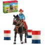 SCHLEICH Kovbojský závod kolem barelů set figurka s koněm a doplňky plast