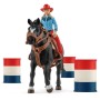 SCHLEICH Kovbojský závod kolem barelů set figurka s koněm a doplňky plast