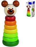 DETOA DŘEVO Baby pyramida navlékací věžička s barevnými kroužky Medvěd