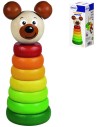 DETOA DŘEVO Baby pyramida navlékací věžička s barevnými kroužky Medvěd