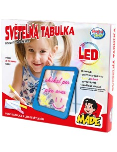 Tabulka světelná kreslicí set s fixy a hadříkem na baterie LED Světlo 3 barvy