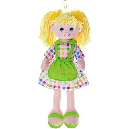 Panenka Nanynka textilní hadrová žlutá mluví zpívá látková na baterie Zvuk CZ PLYŠ
