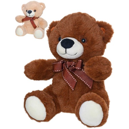 PLYŠ Medvěd s mašlí 20cm sedící na baterie 2 barvy Zvuk *PLYŠOVÉ HRAČKY*