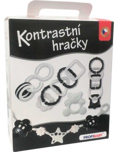 PROFIBABY Baby kontrastní hračky + zábrana na kočárek pro miminko
