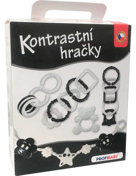 PROFIBABY Baby kontrastní hračky + zábrana na kočárek pro miminko