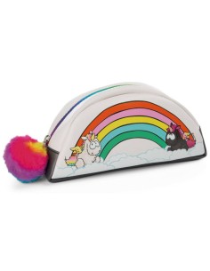 Penál holčičí Jednorožci Jin a Jang dětské školní pouzdro s bambulkou