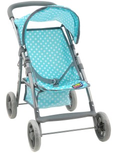 Kočárek golfové hole mátový puntíkovaný s košíkem pro panenku miminko