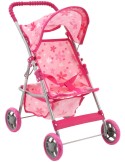 Kočárek golfové hole růžový s kvítky s košíkem pro panenku miminko