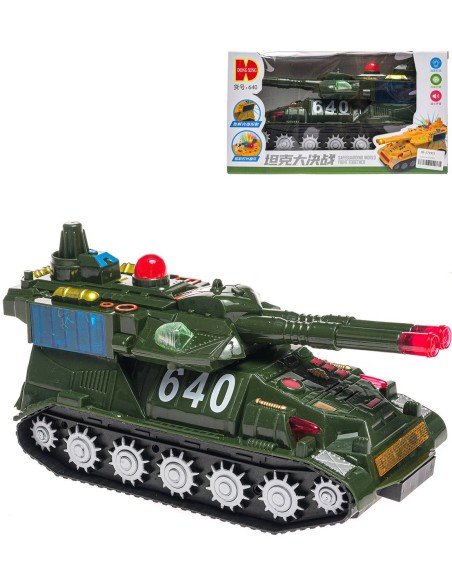 Tank plastový s efekty na setrvačník na baterie Světlo Zvuk v krabici 3 barvy