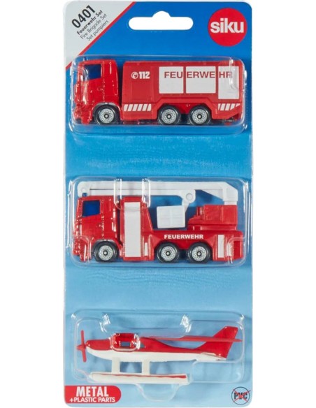 SIKU Hasičský set auto s cisternou a hydroplánem modely kovové 0401