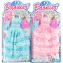 Šatičky pro panenku dlouhé s krajkou set obleček s fashion doplňky 2 barvy