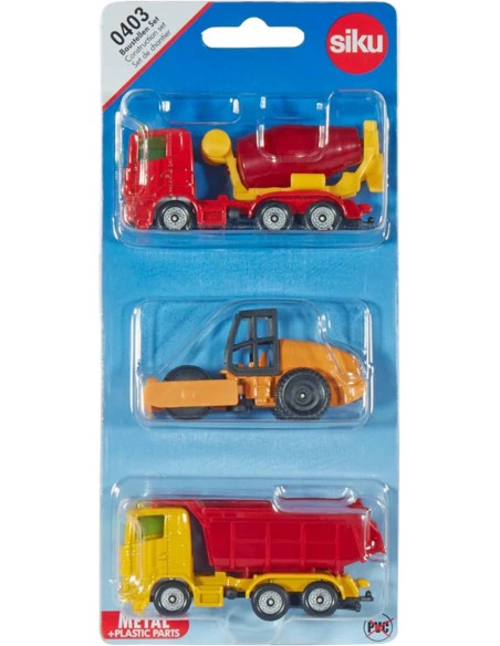 SIKU Stavební vozidla set parní válec se sklápěčkou a míchačkou kov 0403