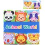 Knížka baby textilní šustící puzzle zvířátka 2v1 pro miminko