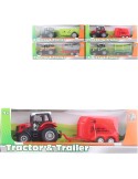 Traktor kovový s přívěsem 23cm 4 druhy v krabici