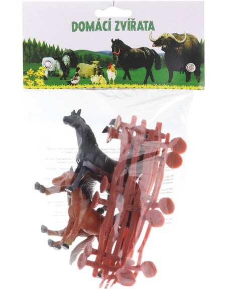 Koníci 10cm set 4ks s ohradou malý farmář v sáčku plast