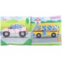 Knížka baby textilní šustící puzzle dopravní prostředky 2v1 pro miminko