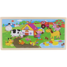 DŘEVO Puzzle farma 96 dílků skládačka na desce *DŘEVĚNÉ HRAČKY*