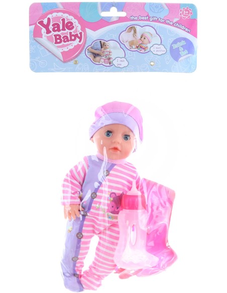 Miminko 27cm čůrací panenka set s kojeneckými doplňky 4ks tvrdé tělíčko