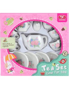 Čajový servis dětský porcelánový s růžičkami set s konvičkou a cukřenkou